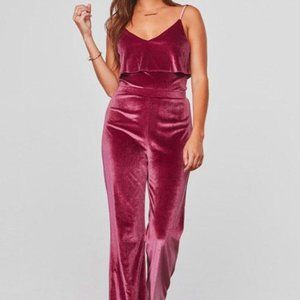 BB DAKOTA BERT FIG PINK VELVET JUMPSUIT